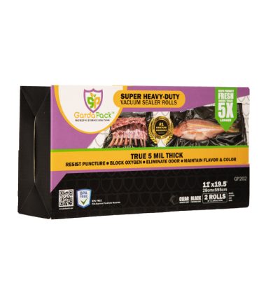 GardaPack 11” x 19.5’ Super Heavy-Duty 5 Mil Vacuum Seal Rolls - 2 Pack (Clear & Black)
