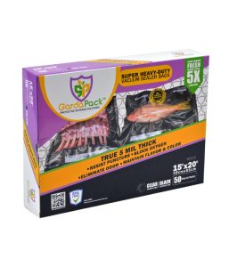 GardaPack 15” x 20” Super Heavy-Duty 5 Mil Vacuum Seal Bags – 50 Count (Clear & Black)