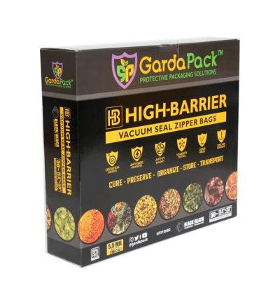 GardaPack 11.5” x 23” High-Barrier Pro 5.5 Mil Double Zipper Vacuum Seal Bags, Anti-UV, Static-Resistant - 50 Count (Black & Black)