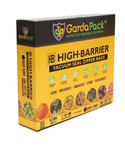 GardaPack 11.5” x 23” High-Barrier Pro 5.5 Mil Double Zipper Vacuum Seal Bags, Anti-UV, Static-Resistant – 50 Count (Clear & Black)